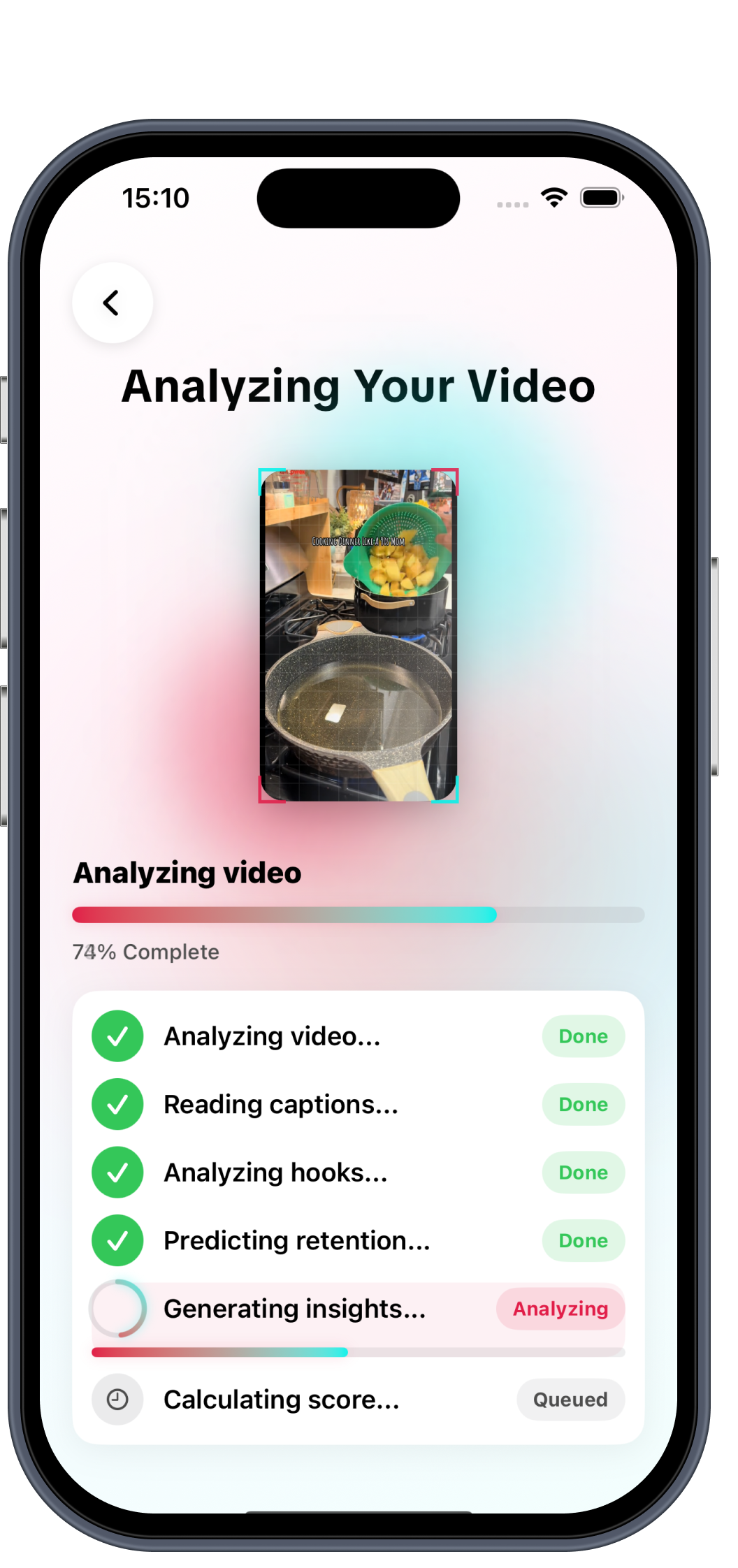 Mega Viral app analyzing TikTok video interface